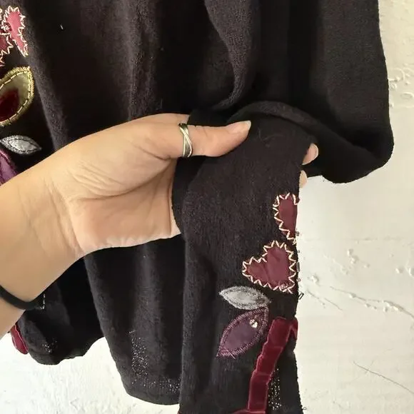 J Jill Sweater Y2k‎ Whimsigoth Medium Petite Floral Embroidered Button Cardigan - Picture 5 of 9